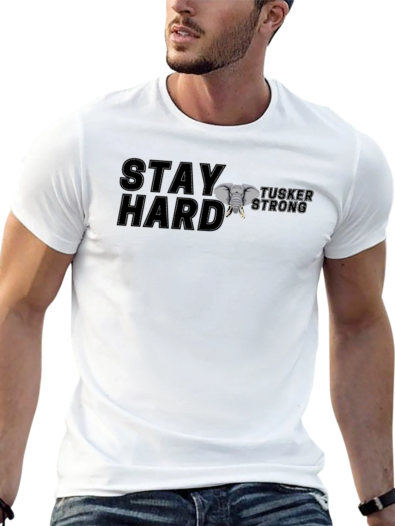 Stay Hard Tusker Strong Black T-Shirt
