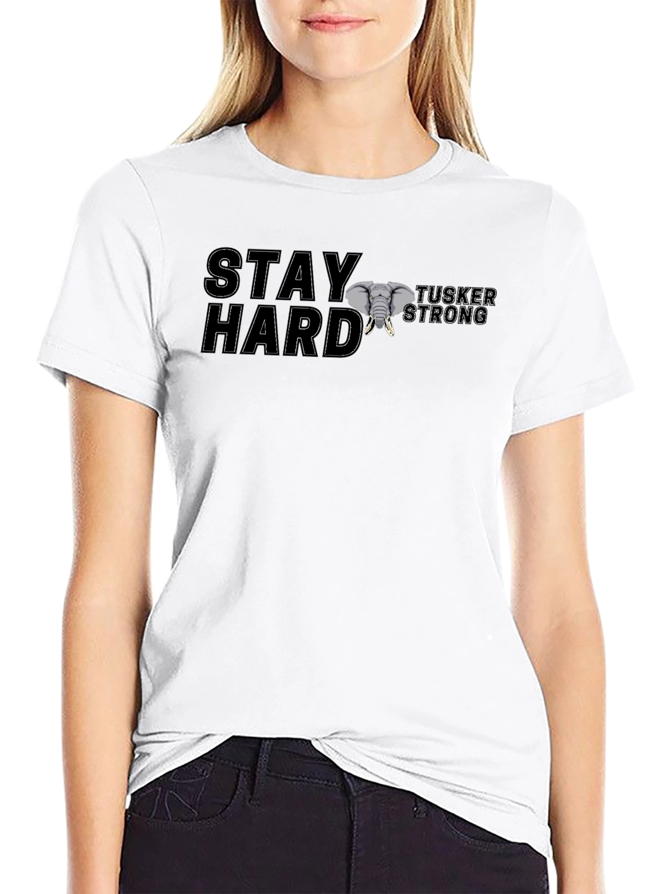 Stay Hard Tusker Strong Black T-Shirt
