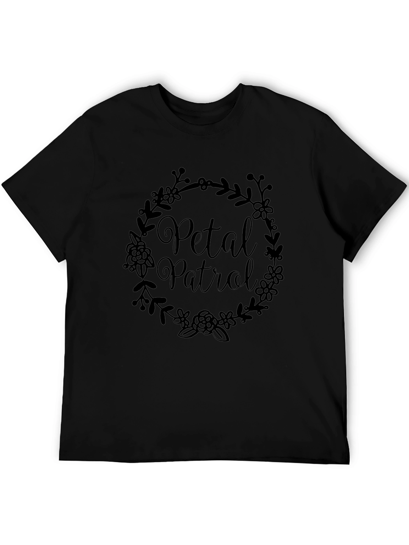 Petal Patrol Black Crew Neck T-Shirt