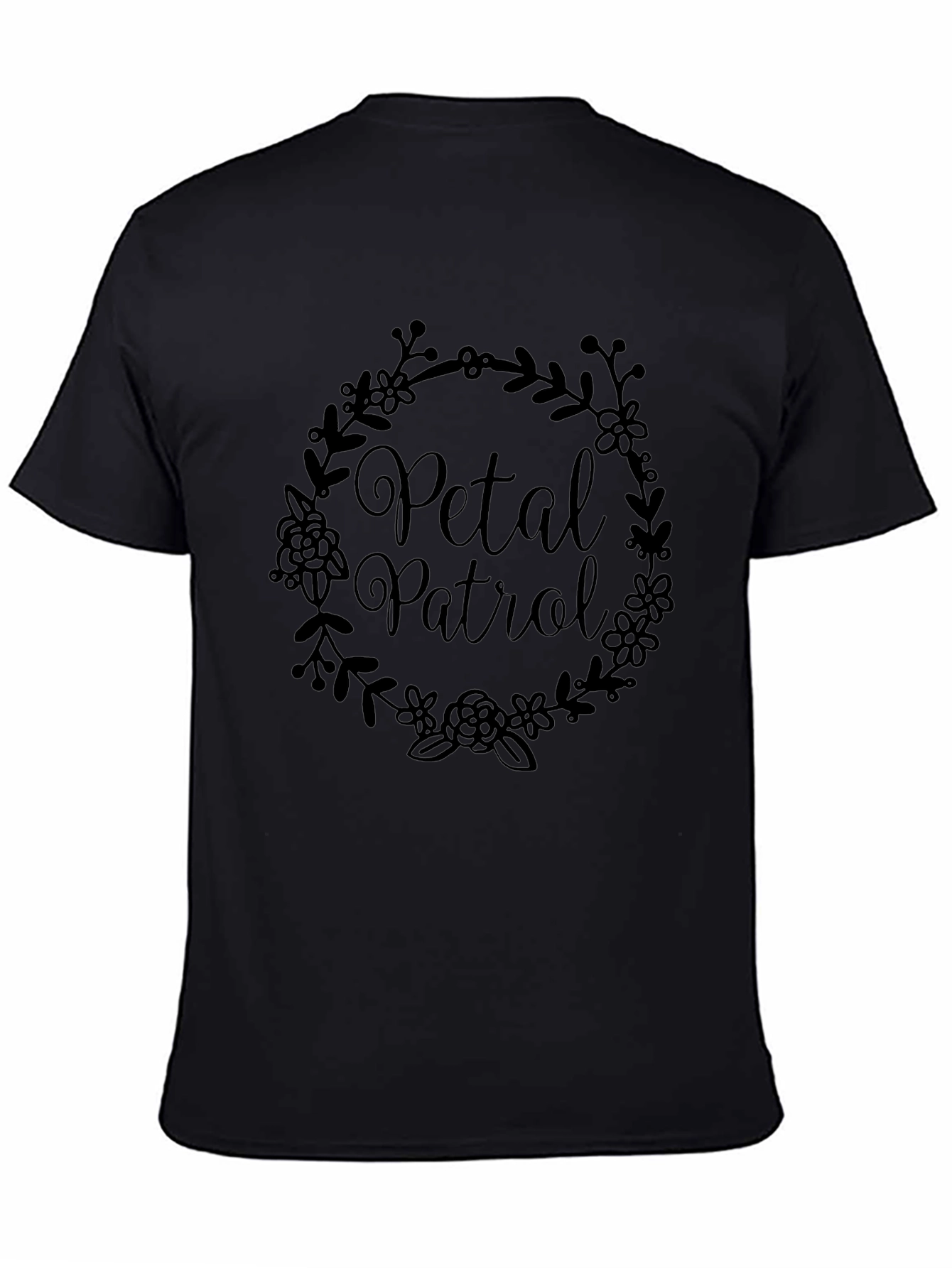 Petal Patrol Black Crew Neck T-Shirt