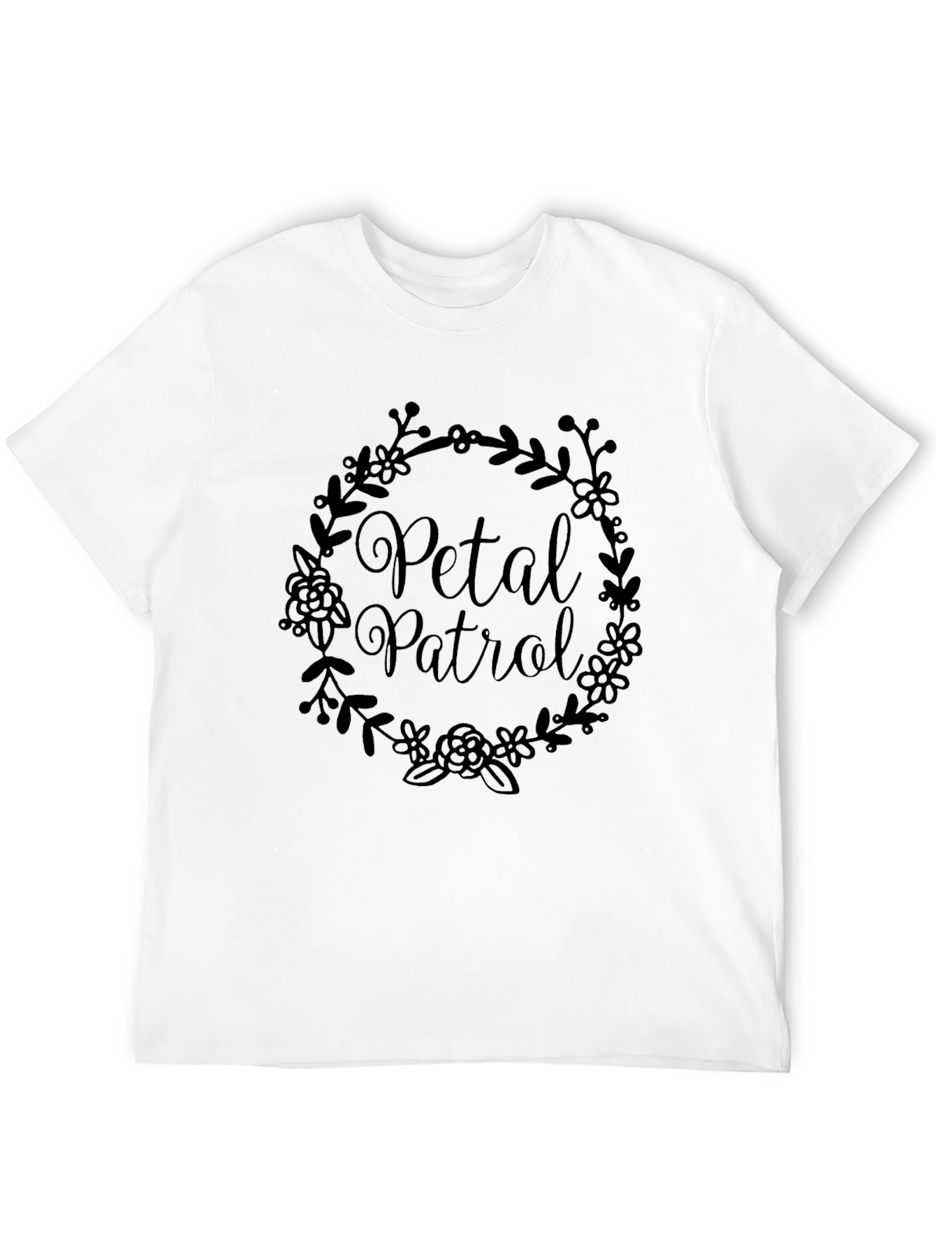 Petal Patrol Black Crew Neck T-Shirt