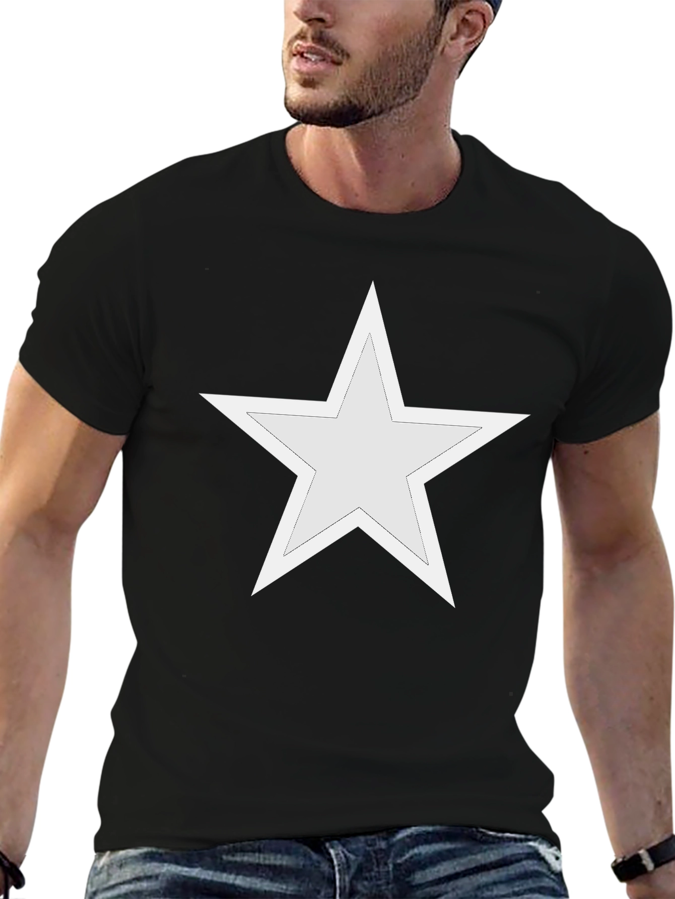 Star Graphic Tee - Casual Style Black T-Shirt