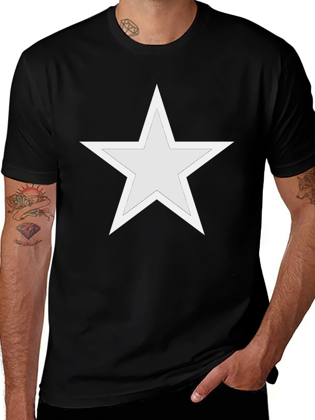 Star Graphic Tee - Casual Style Black T-Shirt