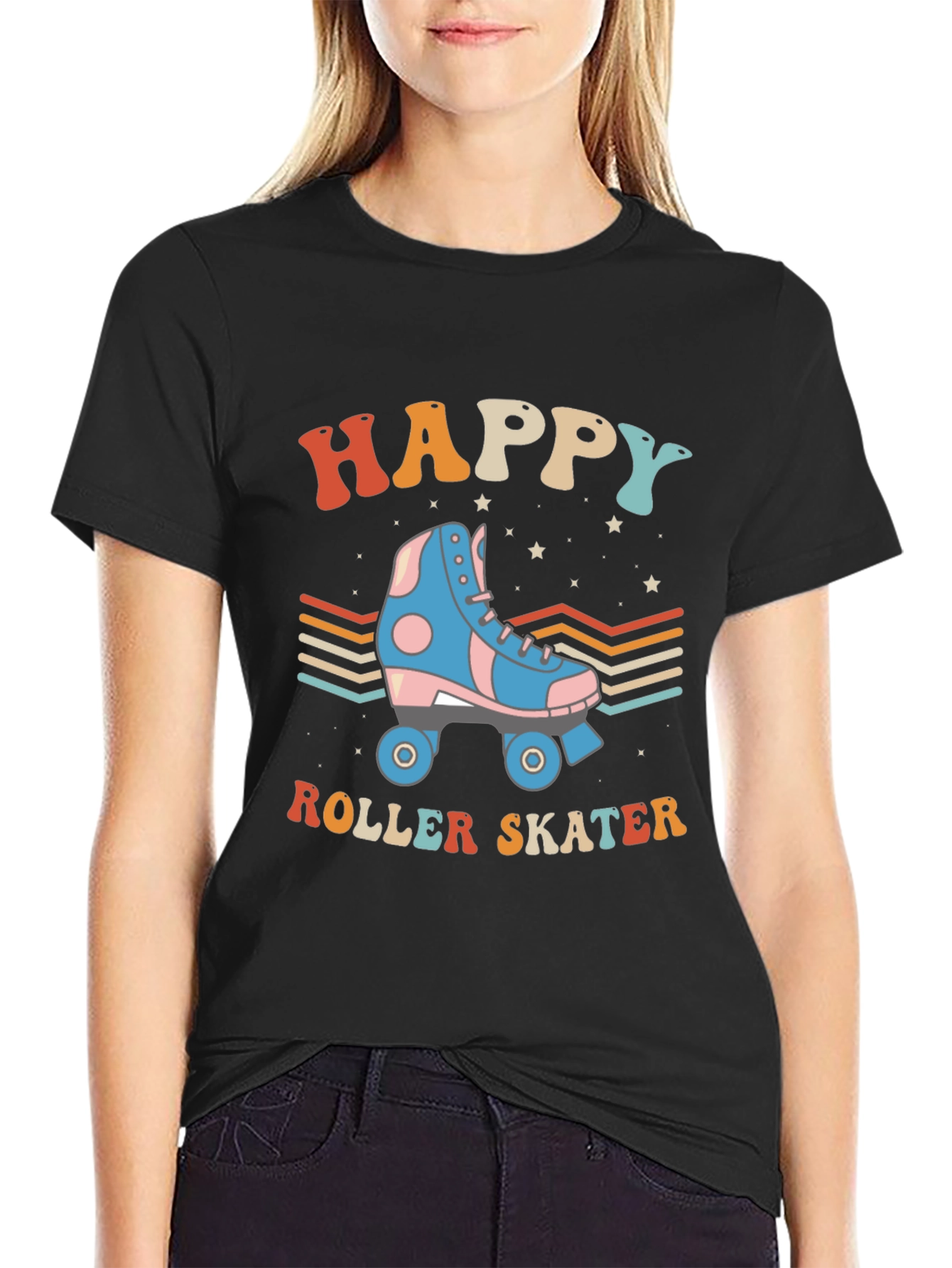 Happy Roller Skater Retro Style T-Shirt