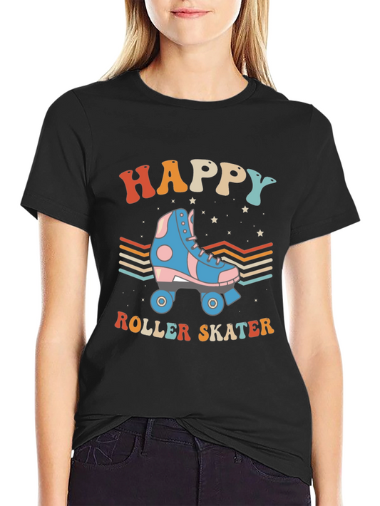 Happy Roller Skater Retro Style T-Shirt