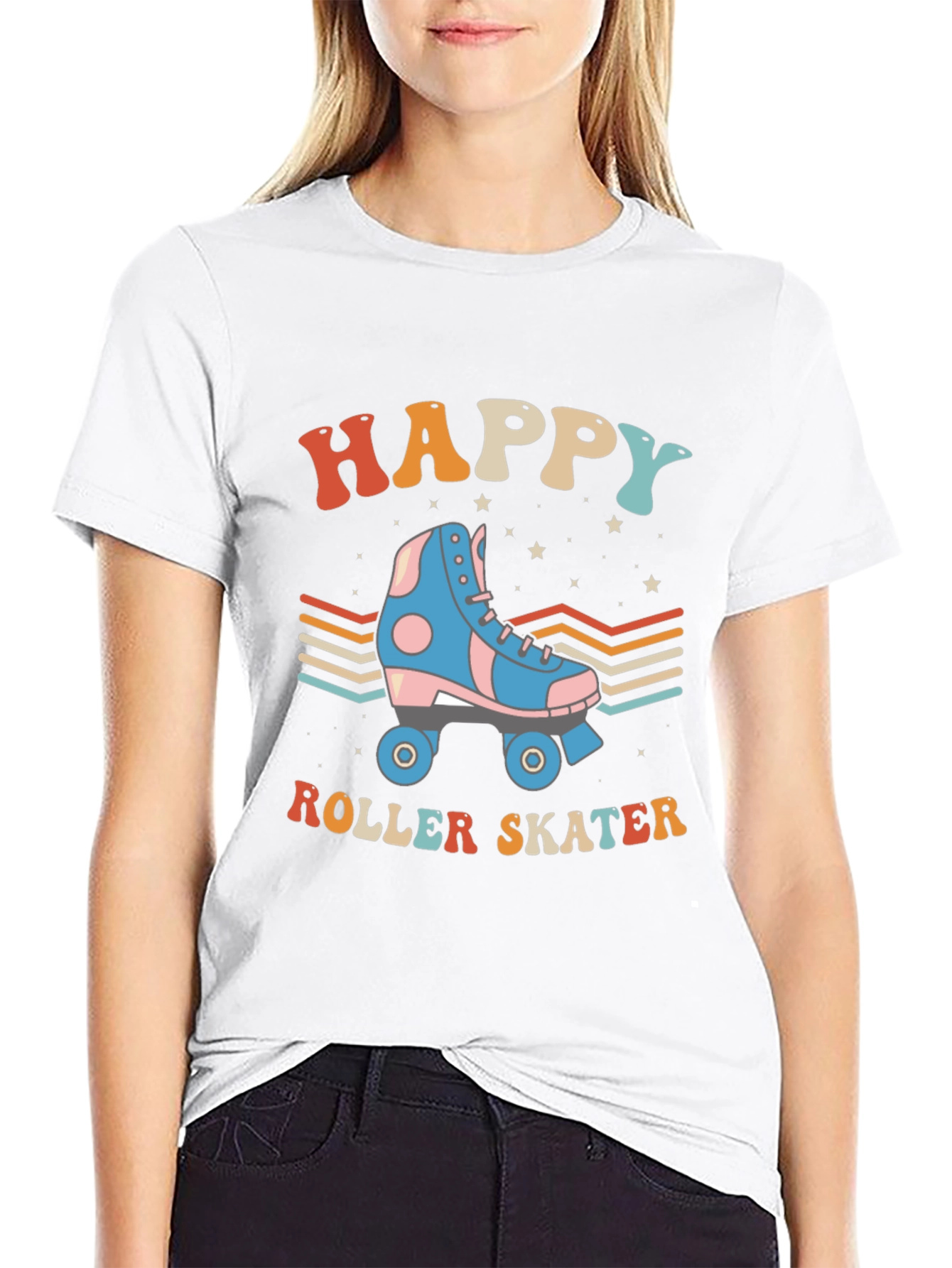 Happy Roller Skater Retro Style T-Shirt