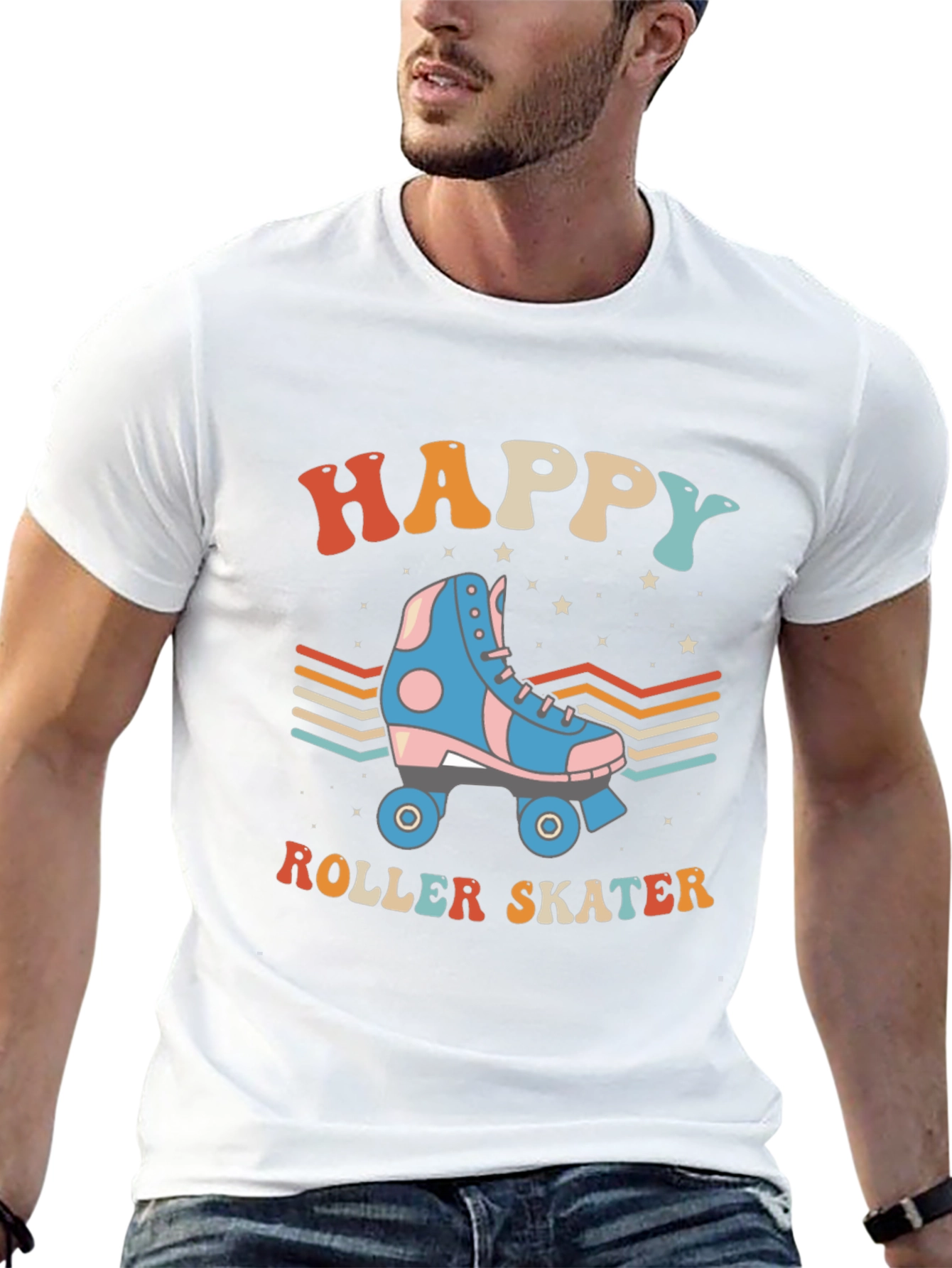 Happy Roller Skater Retro Style T-Shirt