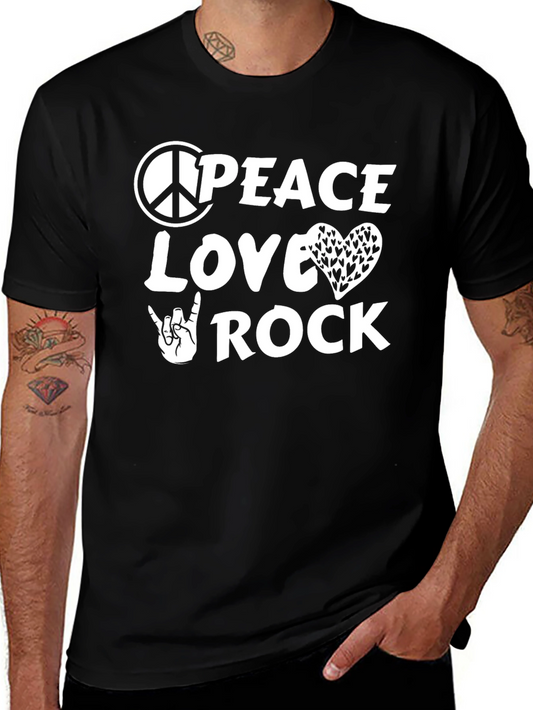 Peace Love Rock T-Shirt - Soft Cotton Crew Neck Tee