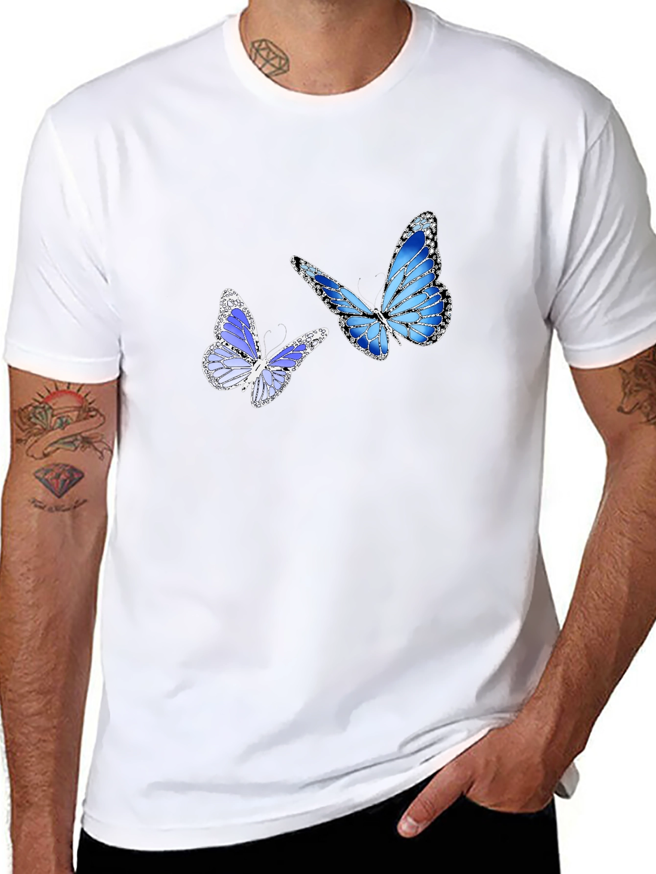 Butterfly Graphic Print Black T-Shirt