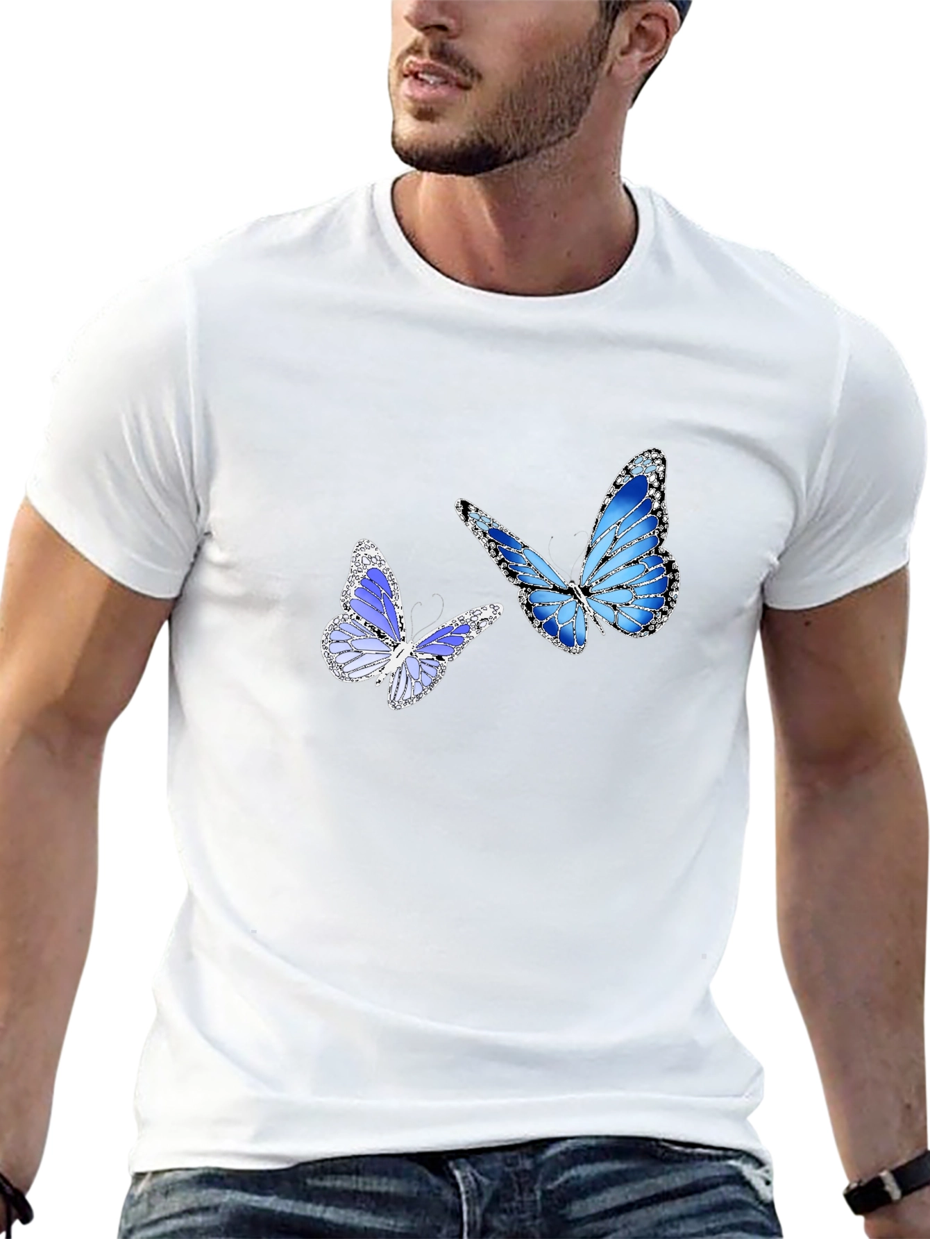 Butterfly Graphic Print Black T-Shirt