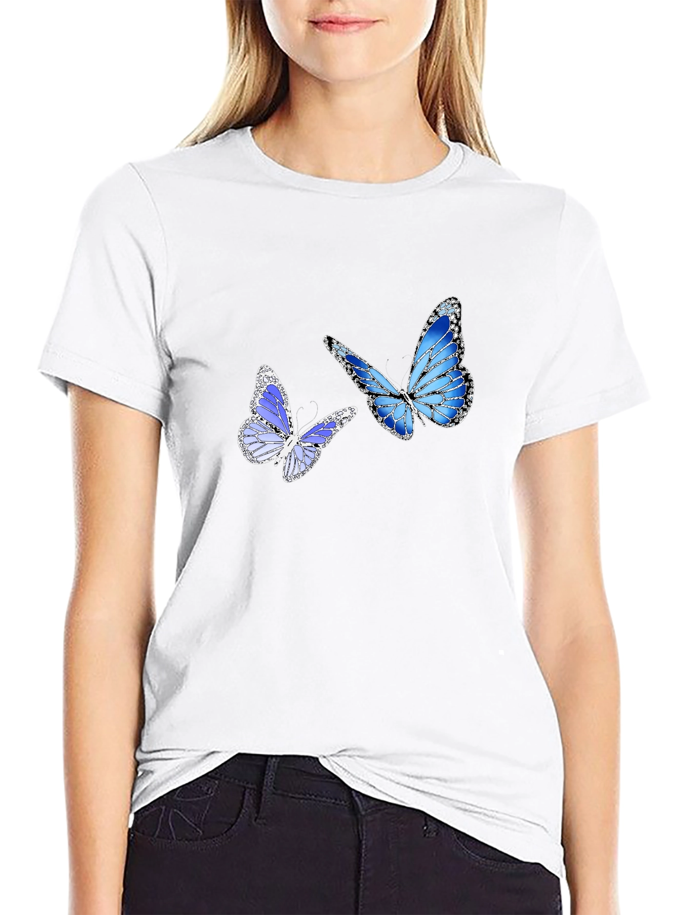 Butterfly Graphic Print Black T-Shirt