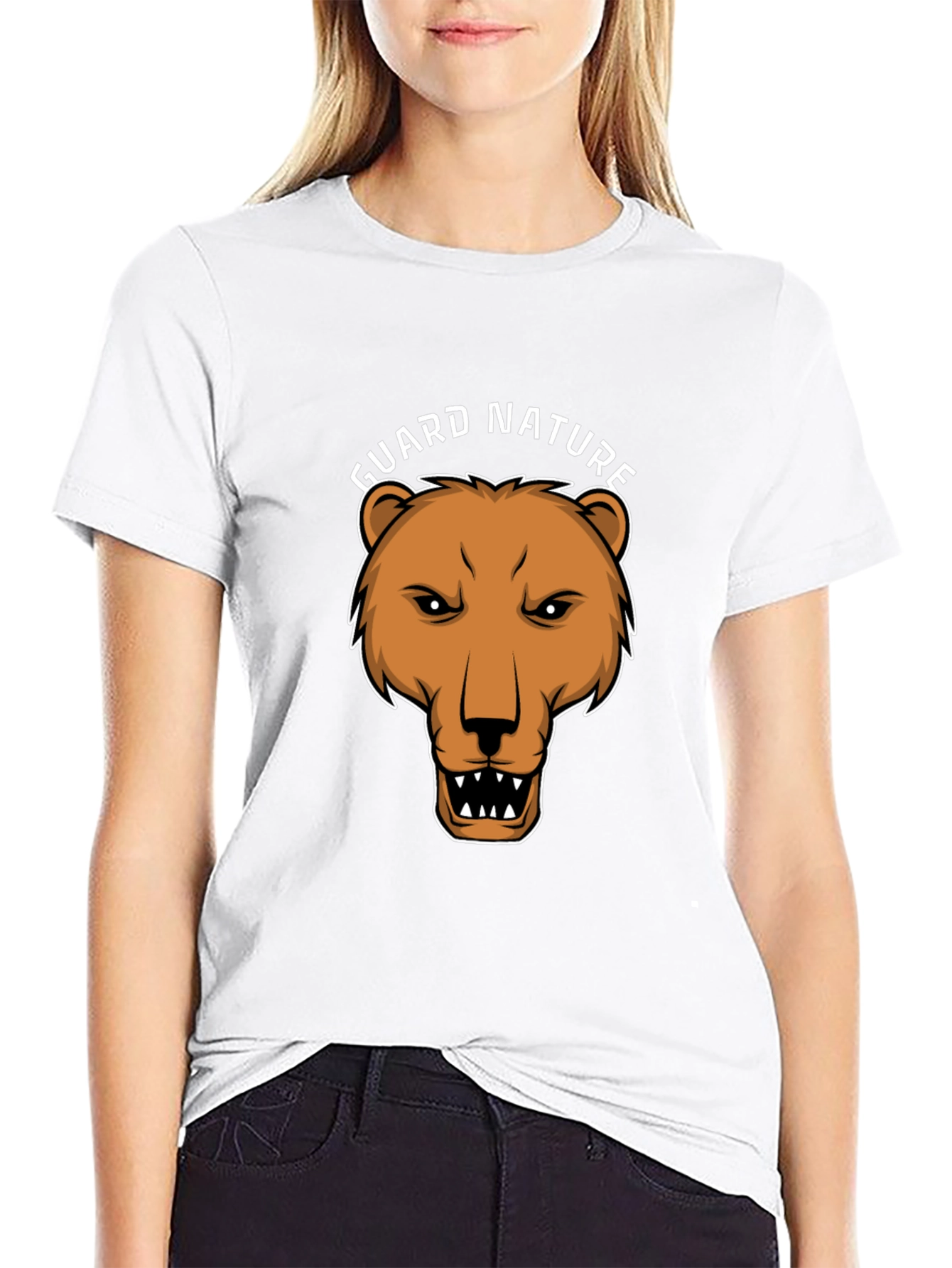Guard Nature Bear Graphic Black T-Shirt