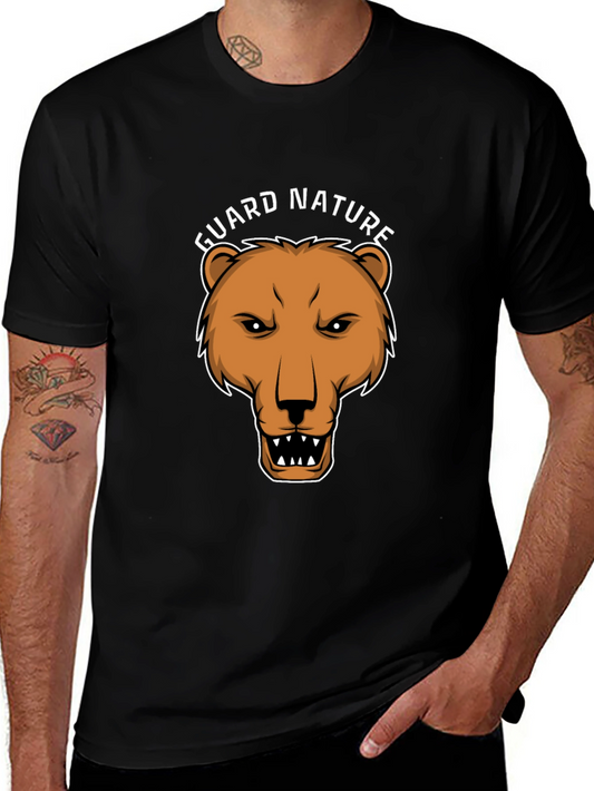 Guard Nature Bear Graphic Black T-Shirt