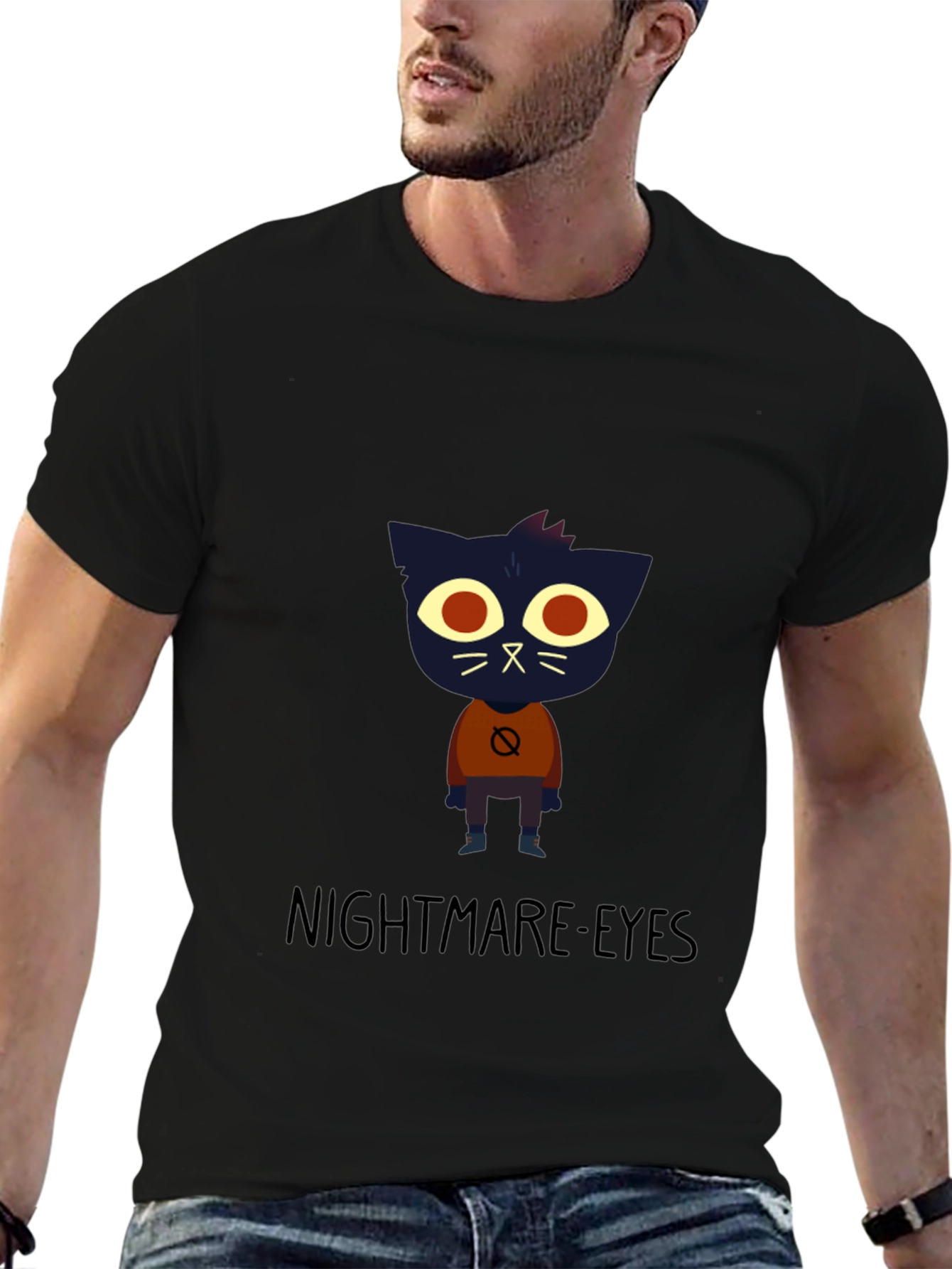 Nightmare Eyes Graphic Tee - Black Crew Neck Shirt