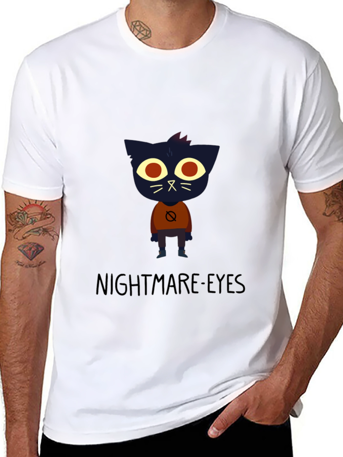 Nightmare Eyes Graphic Tee - Black Crew Neck Shirt