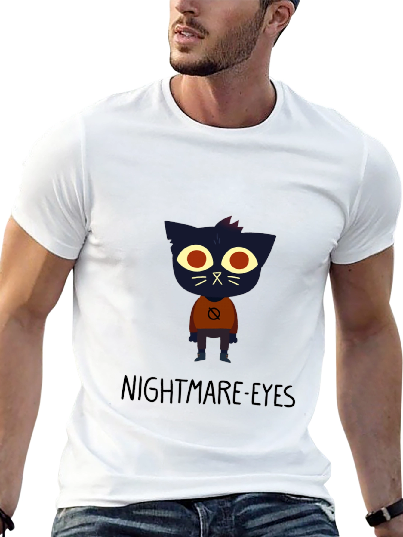 Nightmare Eyes Graphic Tee - Black Crew Neck Shirt