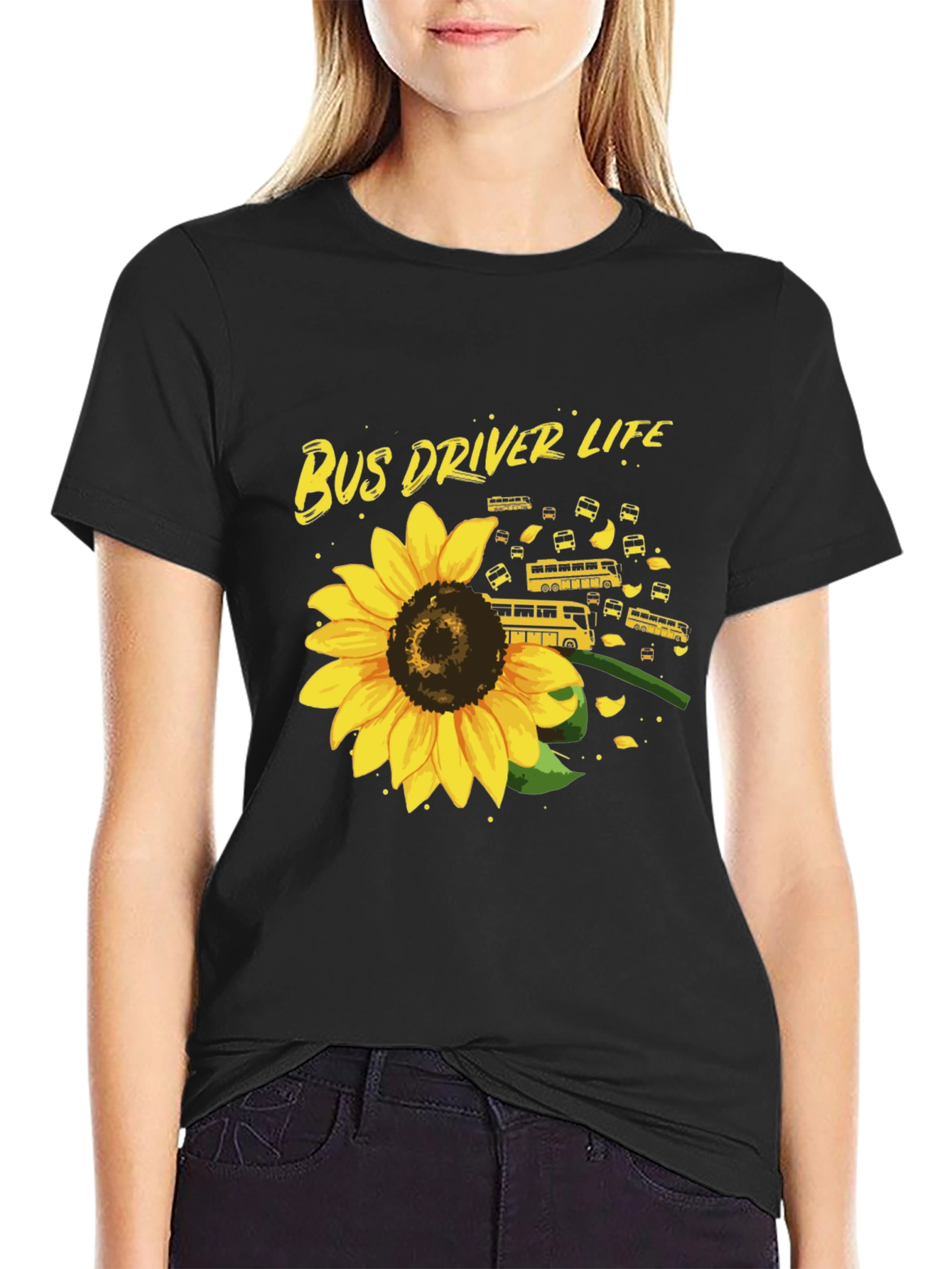Bus Driver Life Sunflower T-Shirt