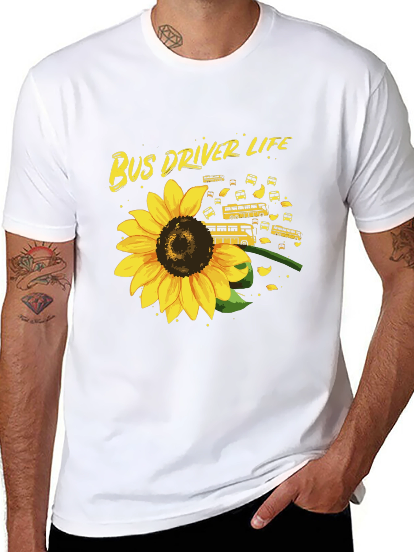 Bus Driver Life Sunflower T-Shirt