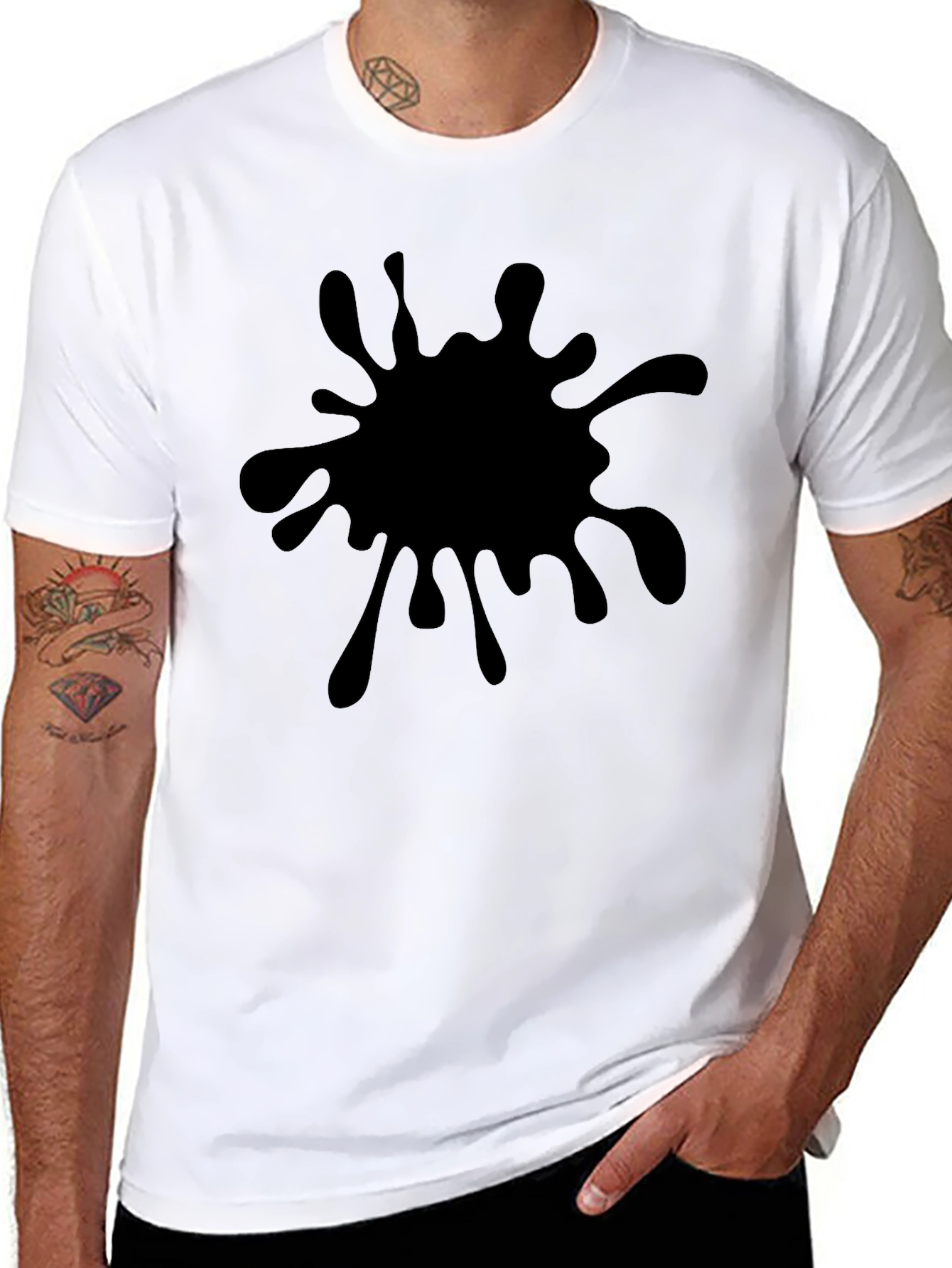 Black Splatter Graphic Tee - Mens Casual Shirt