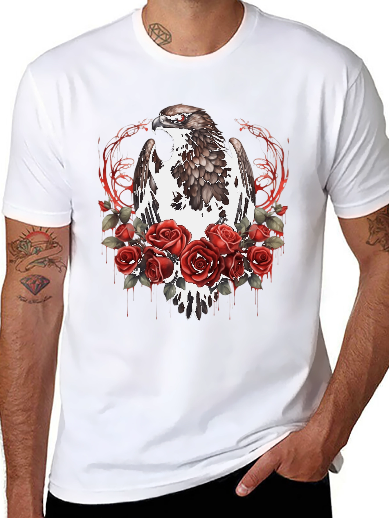 Eagle & Roses Graphic T-Shirt - Bold Black Tee