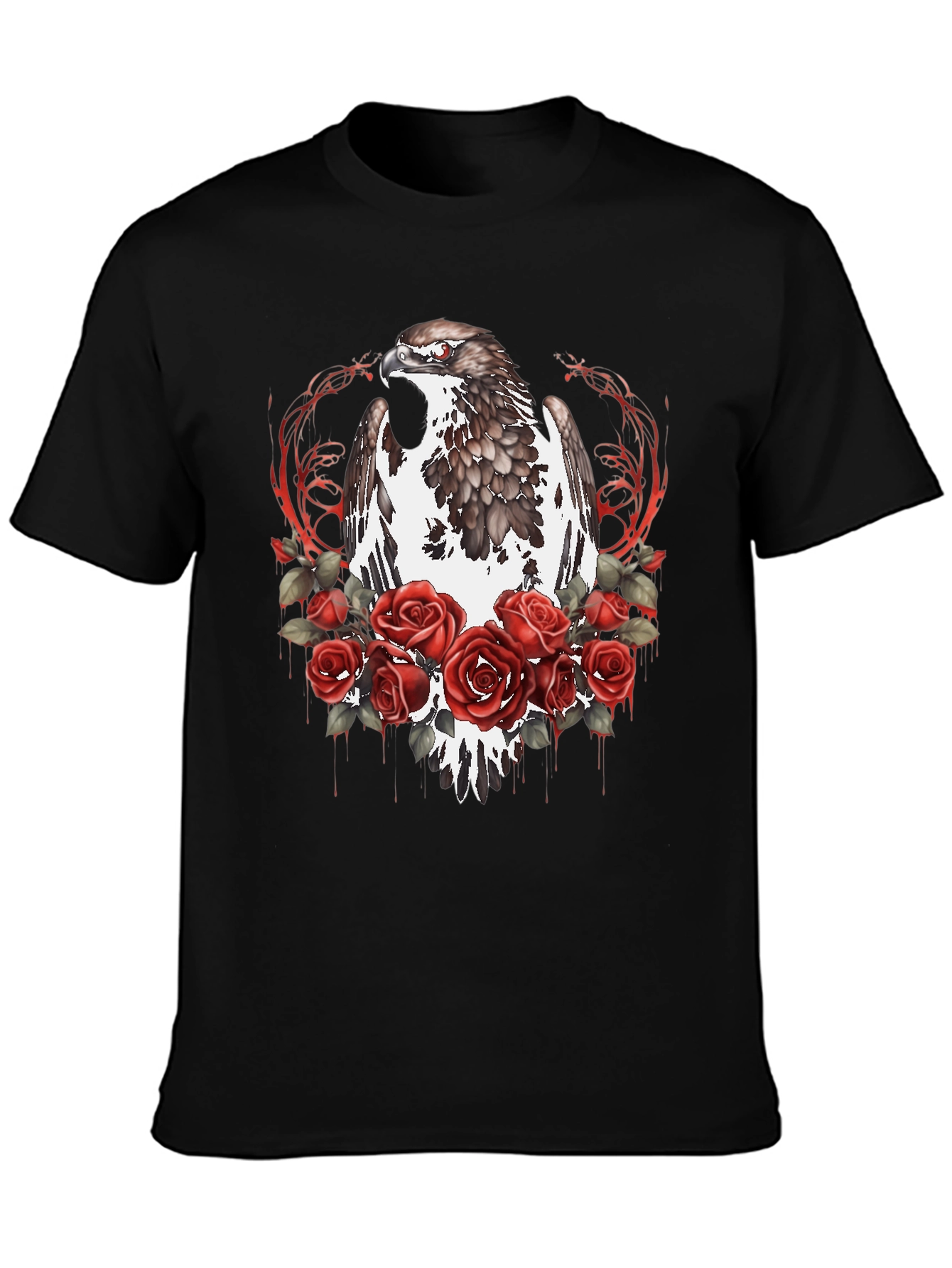 Eagle & Roses Graphic T-Shirt - Bold Black Tee
