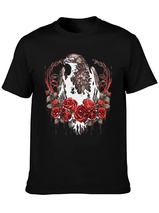 Eagle & Roses Graphic T-Shirt - Bold Black Tee