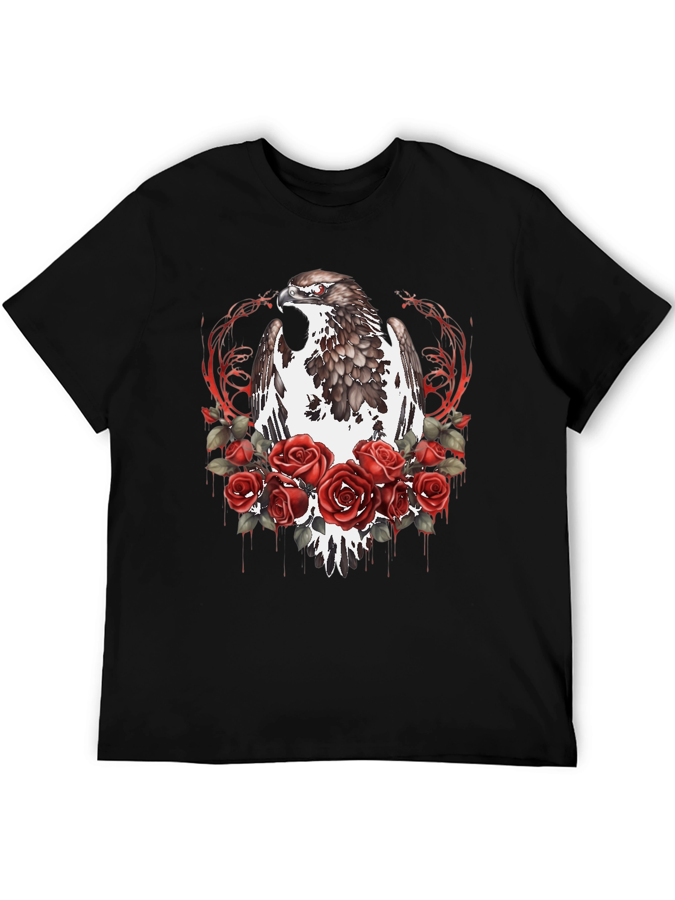 Eagle & Roses Graphic T-Shirt - Bold Black Tee