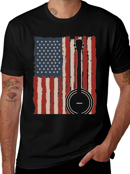 Patriotic Banjo American Flag T-Shirt