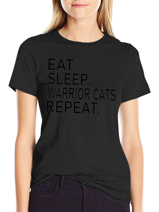 Eat Sleep Warrior Cats Repeat Black T-Shirt