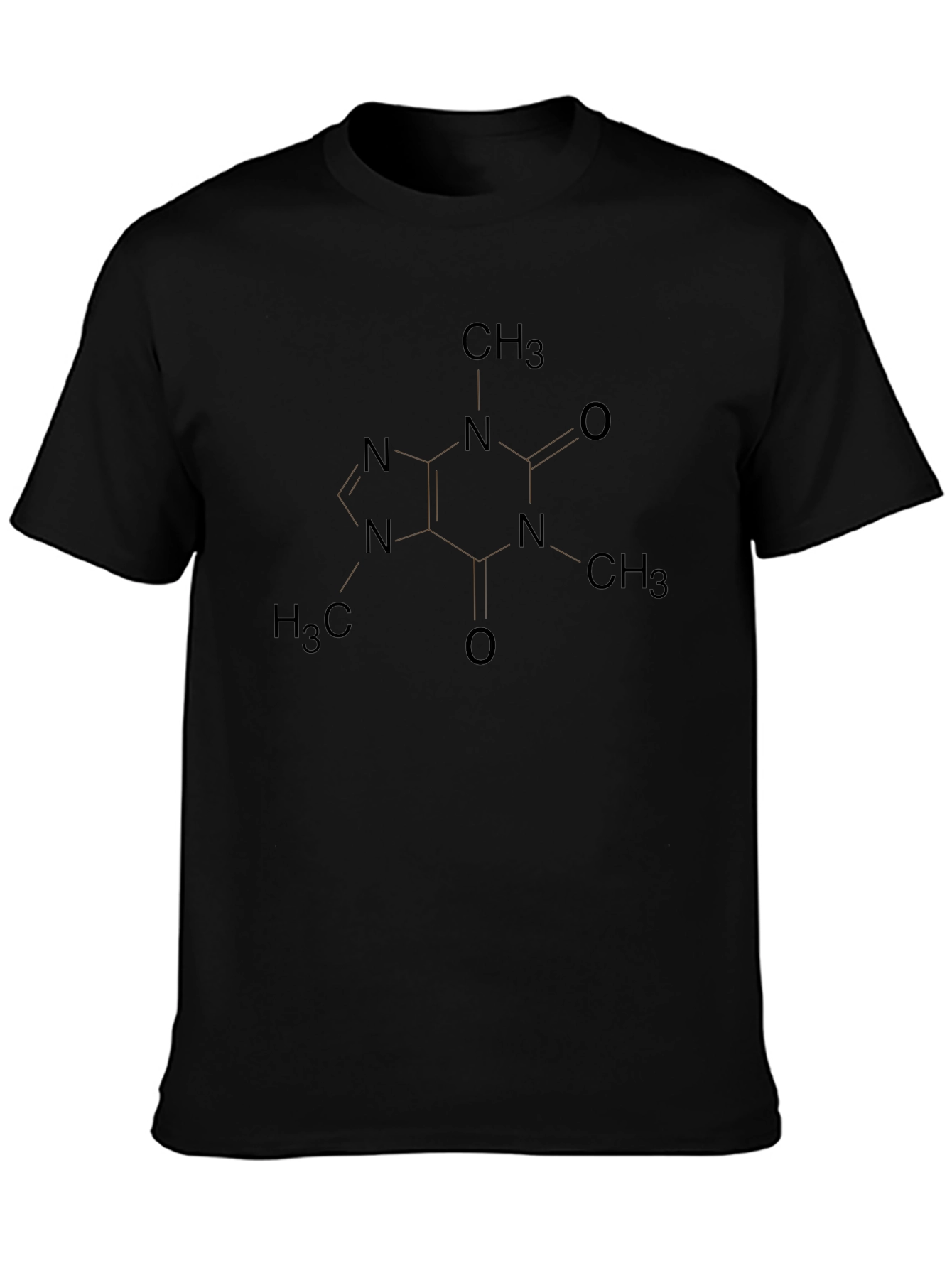 Caffeine Molecule Graphic Print T-Shirt - Black