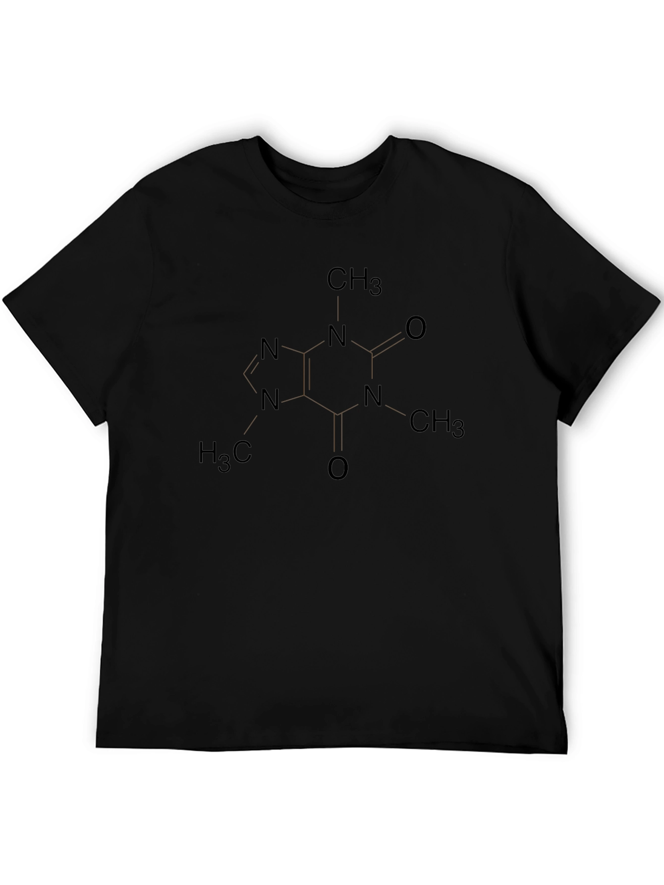 Caffeine Molecule Graphic Print T-Shirt - Black