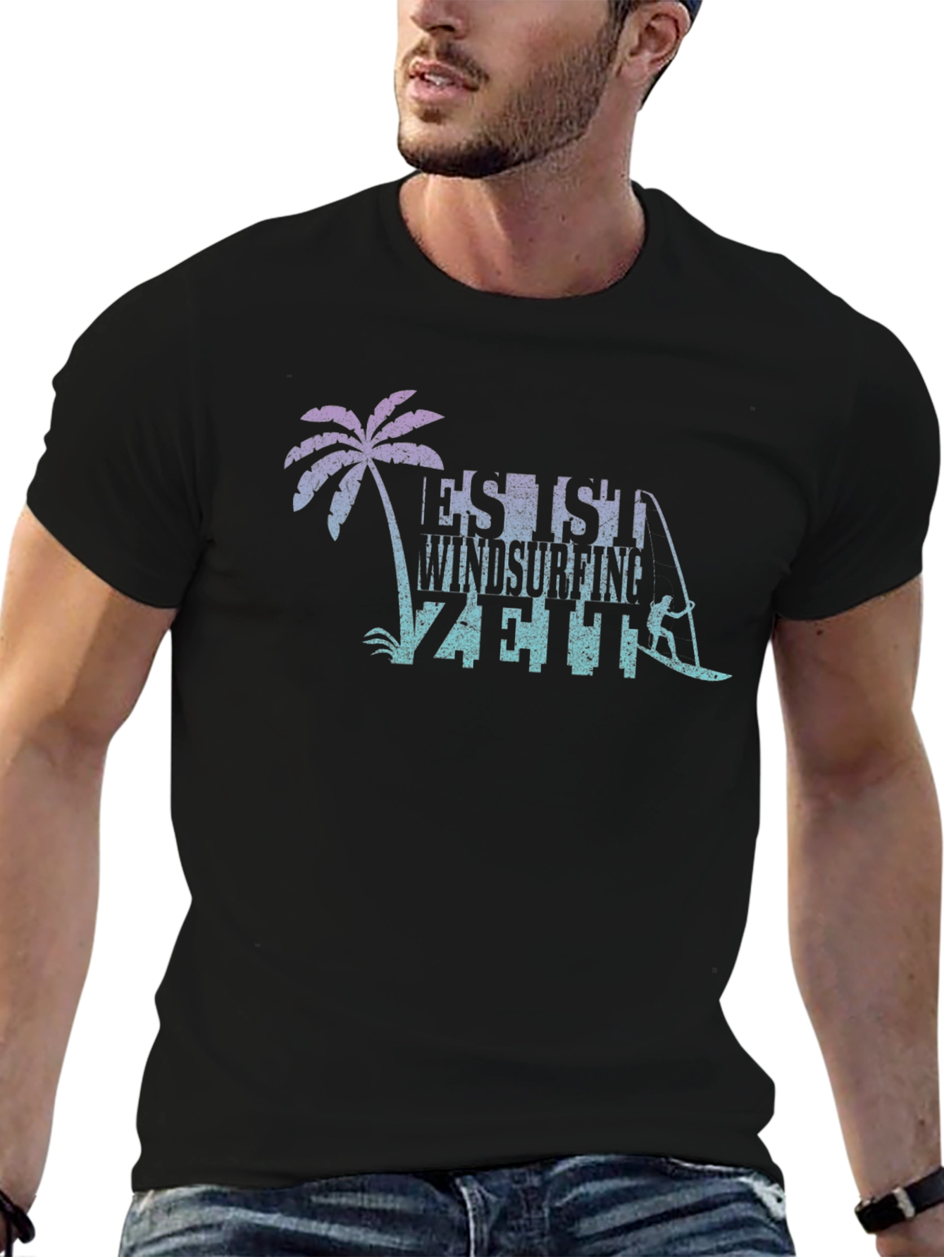 Windsurfing T-Shirt - Palm Tree Design