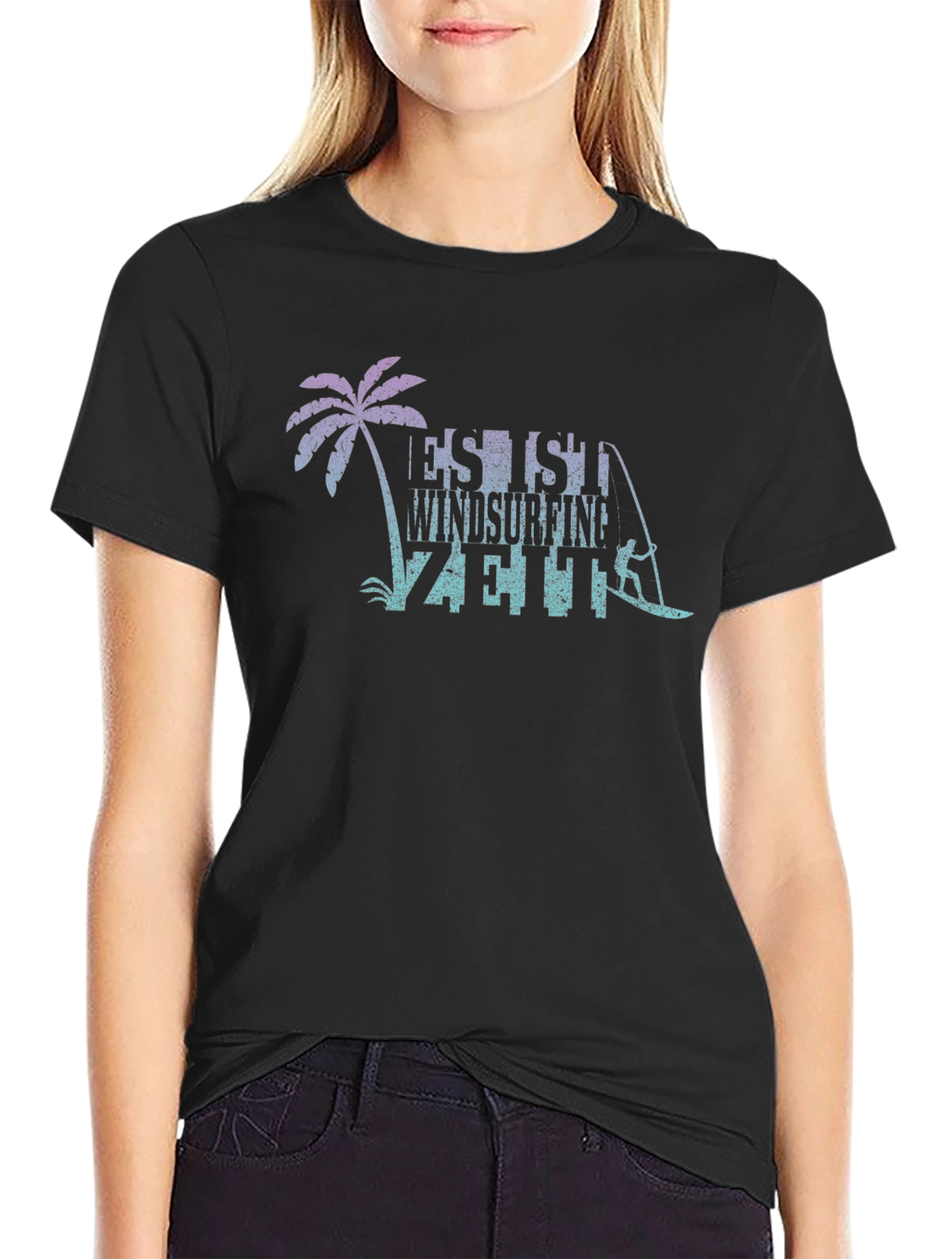 Windsurfing T-Shirt - Palm Tree Design
