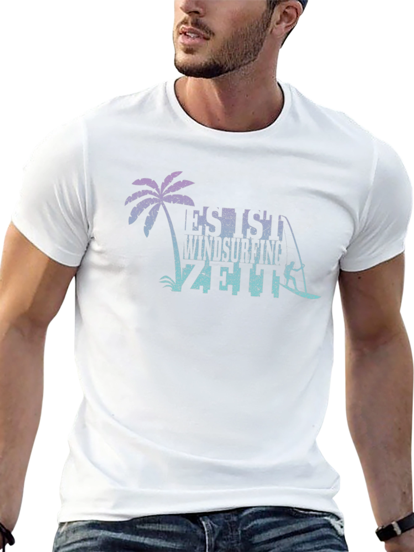 Windsurfing T-Shirt - Palm Tree Design