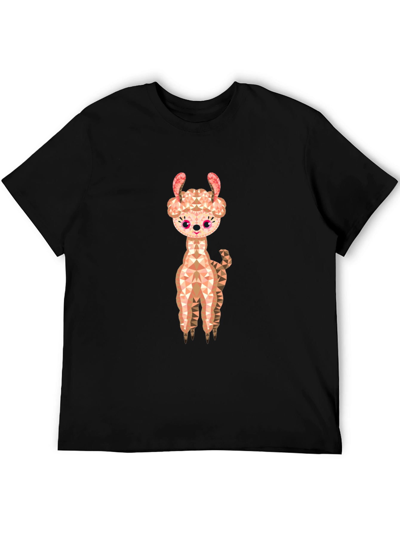 Geometric Llama Graphic Tee - Black Cotton Blend