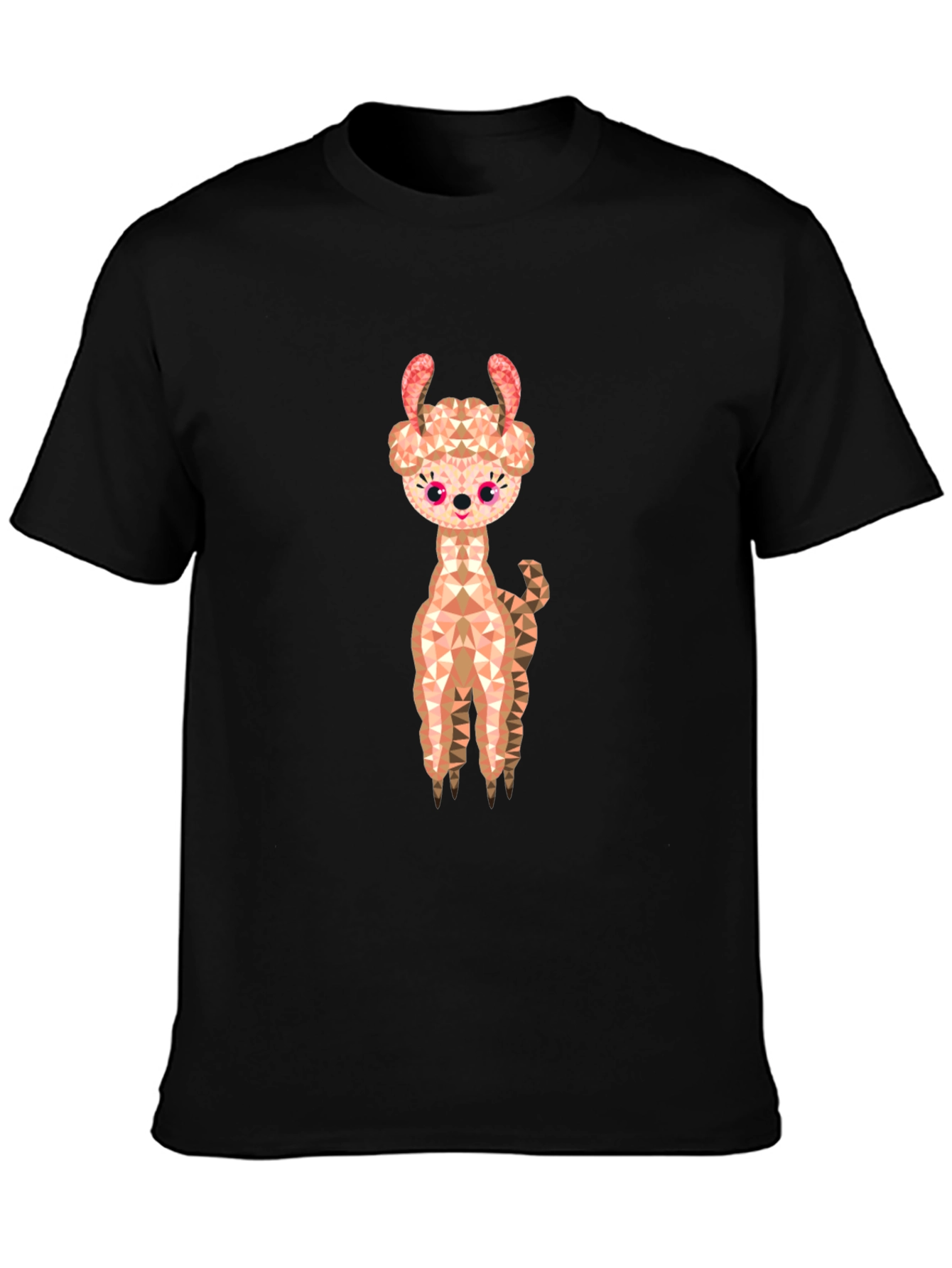 Geometric Llama Graphic Tee - Black Cotton Blend