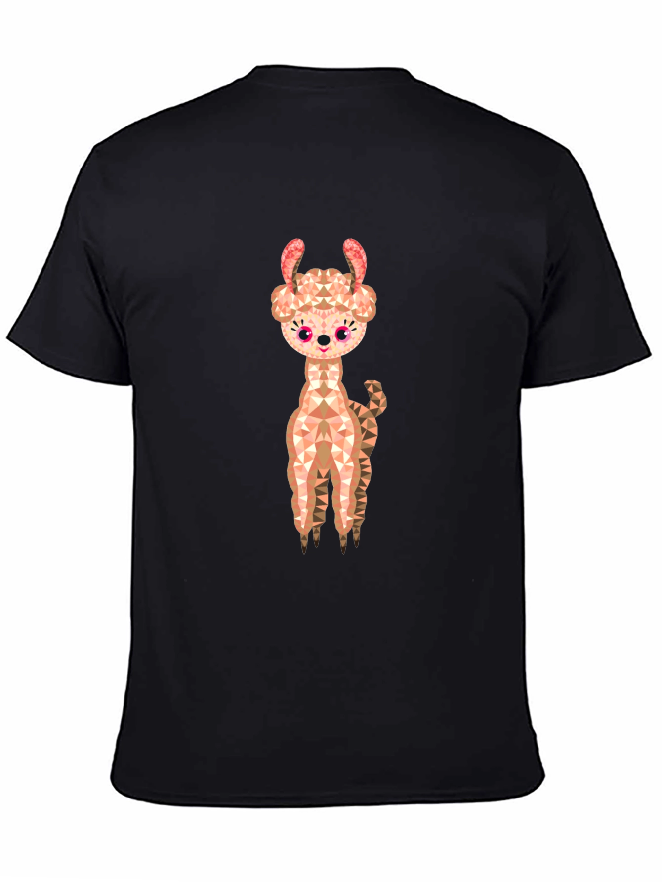 Geometric Llama Graphic Tee - Black Cotton Blend