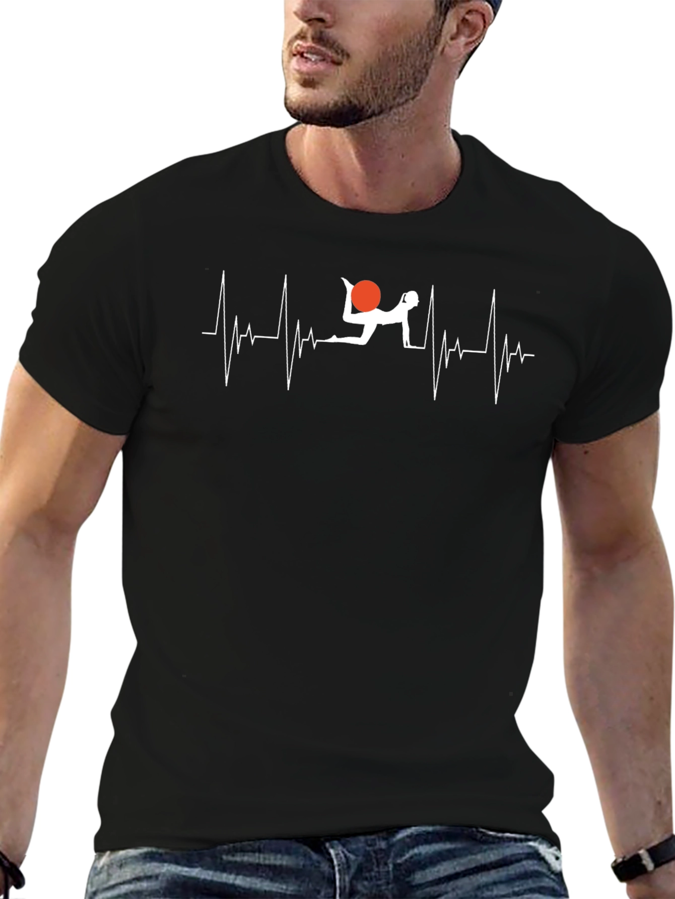 Yoga Heartbeat T-Shirt - Black