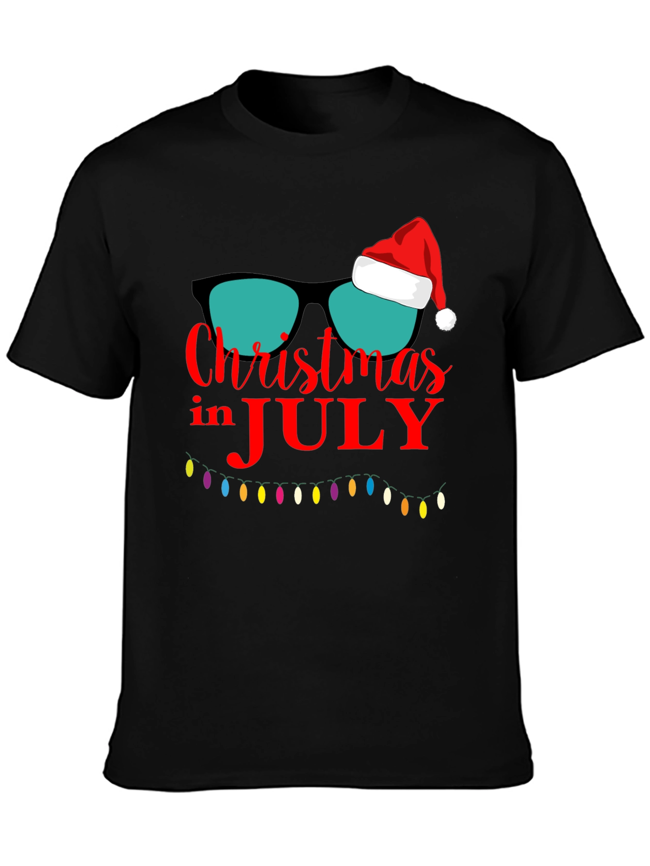 Christmas in July T-Shirt Santa Sunglasses Xmas Lights Tee