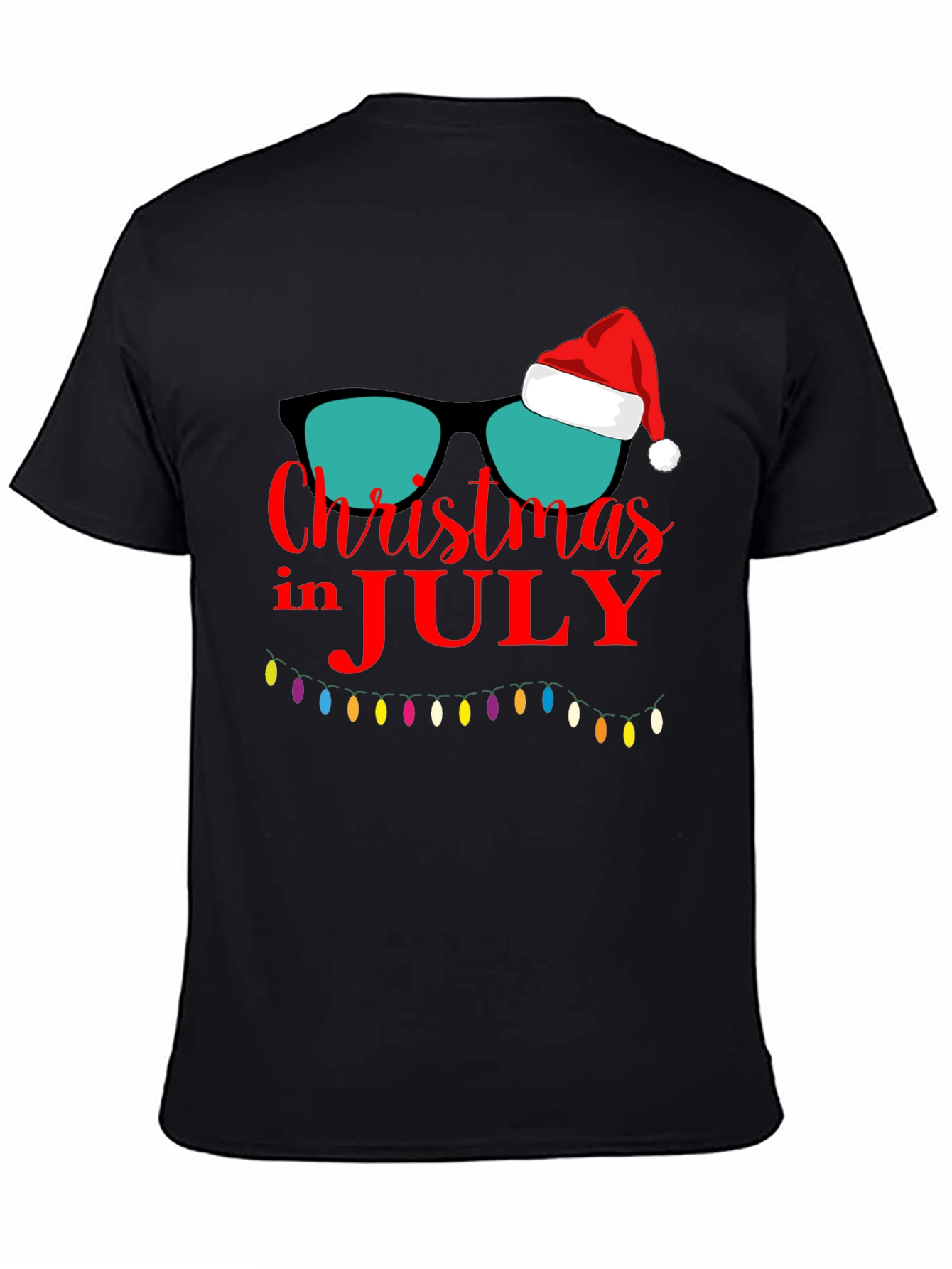 Christmas in July T-Shirt Santa Sunglasses Xmas Lights Tee