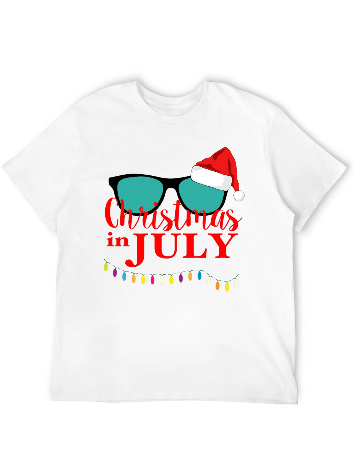 Christmas in July T-Shirt Santa Sunglasses Xmas Lights Tee