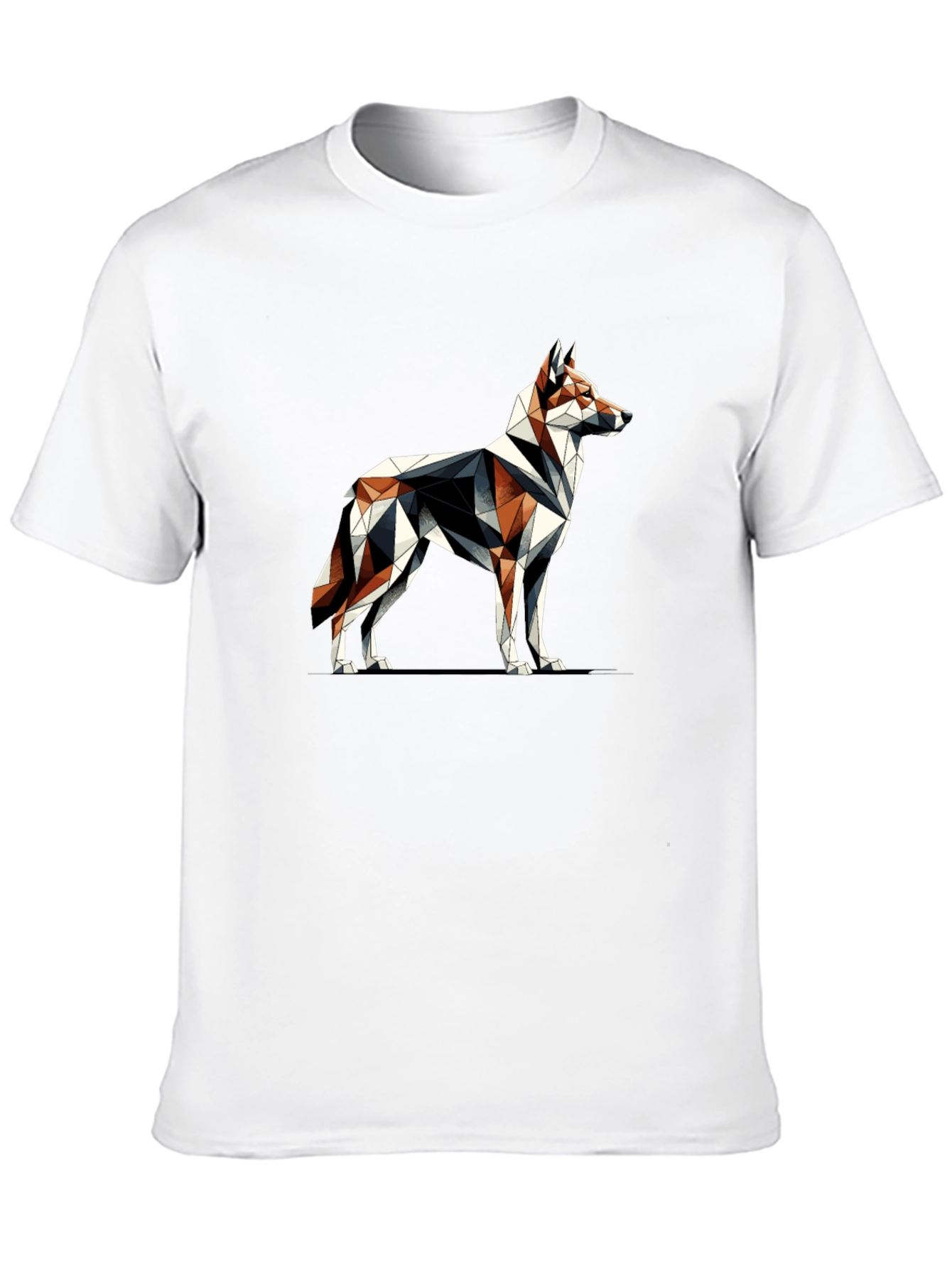 Geometric Wolf Graphic Black T-Shirt