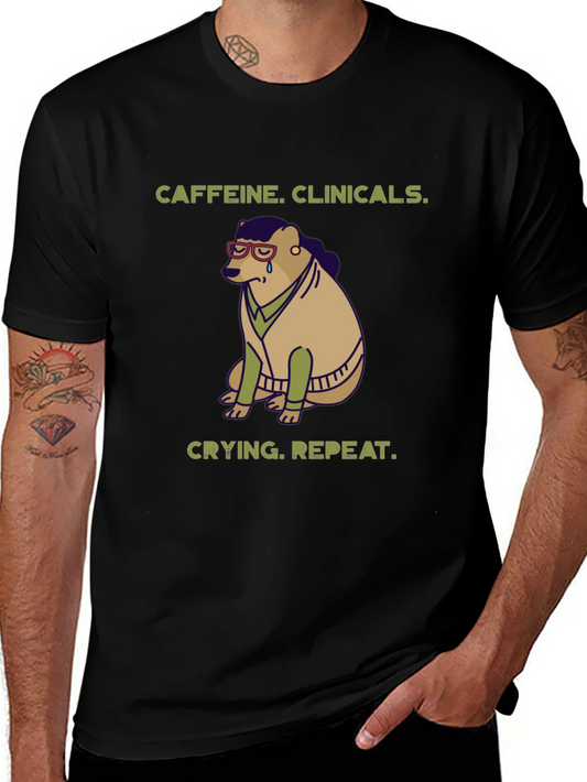 Caffeine Clinicals Crying Repeat Black Graphic T-Shirt
