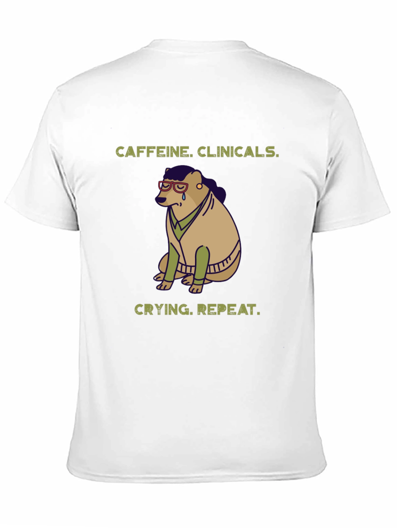 Caffeine Clinicals Crying Repeat Black Graphic T-Shirt