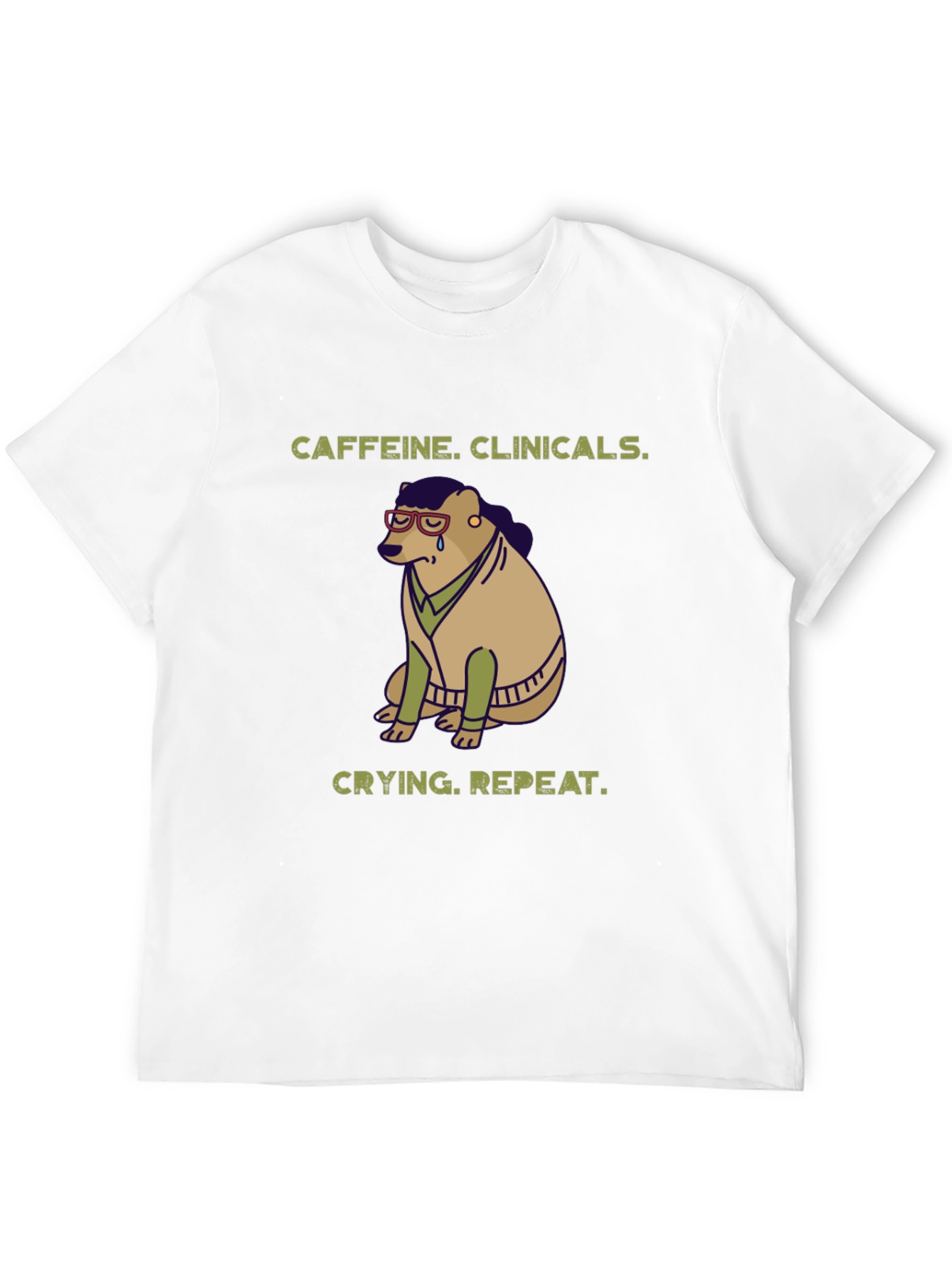 Caffeine Clinicals Crying Repeat Black Graphic T-Shirt