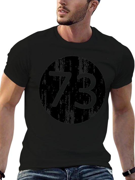 Mens Black T-Shirt with 73 Circle Design