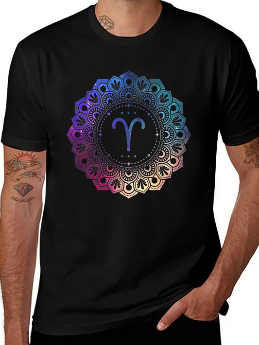 Aries Zodiac Mandala Graphic T-Shirt