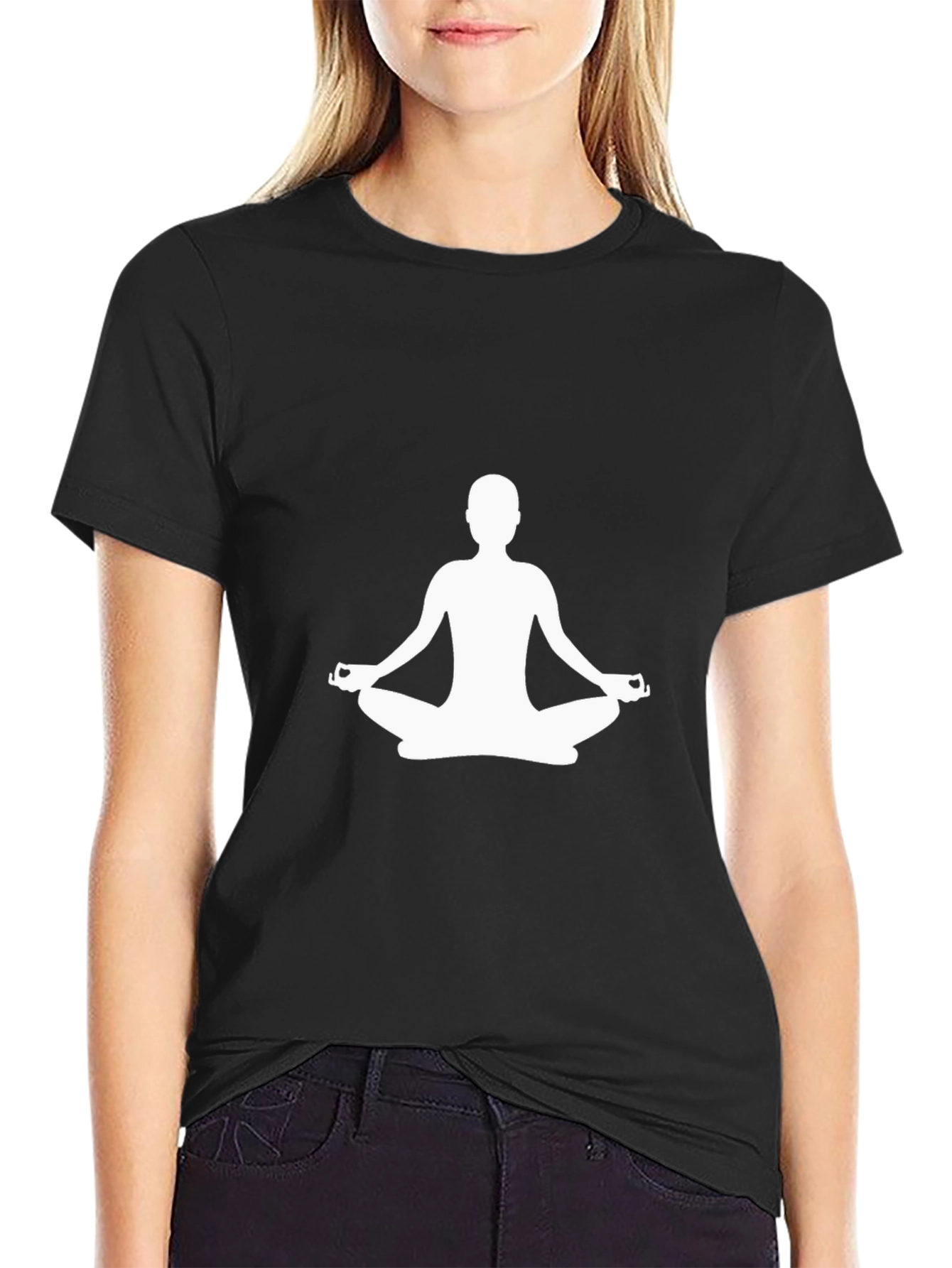Meditative Pose Graphic T-Shirt - Black