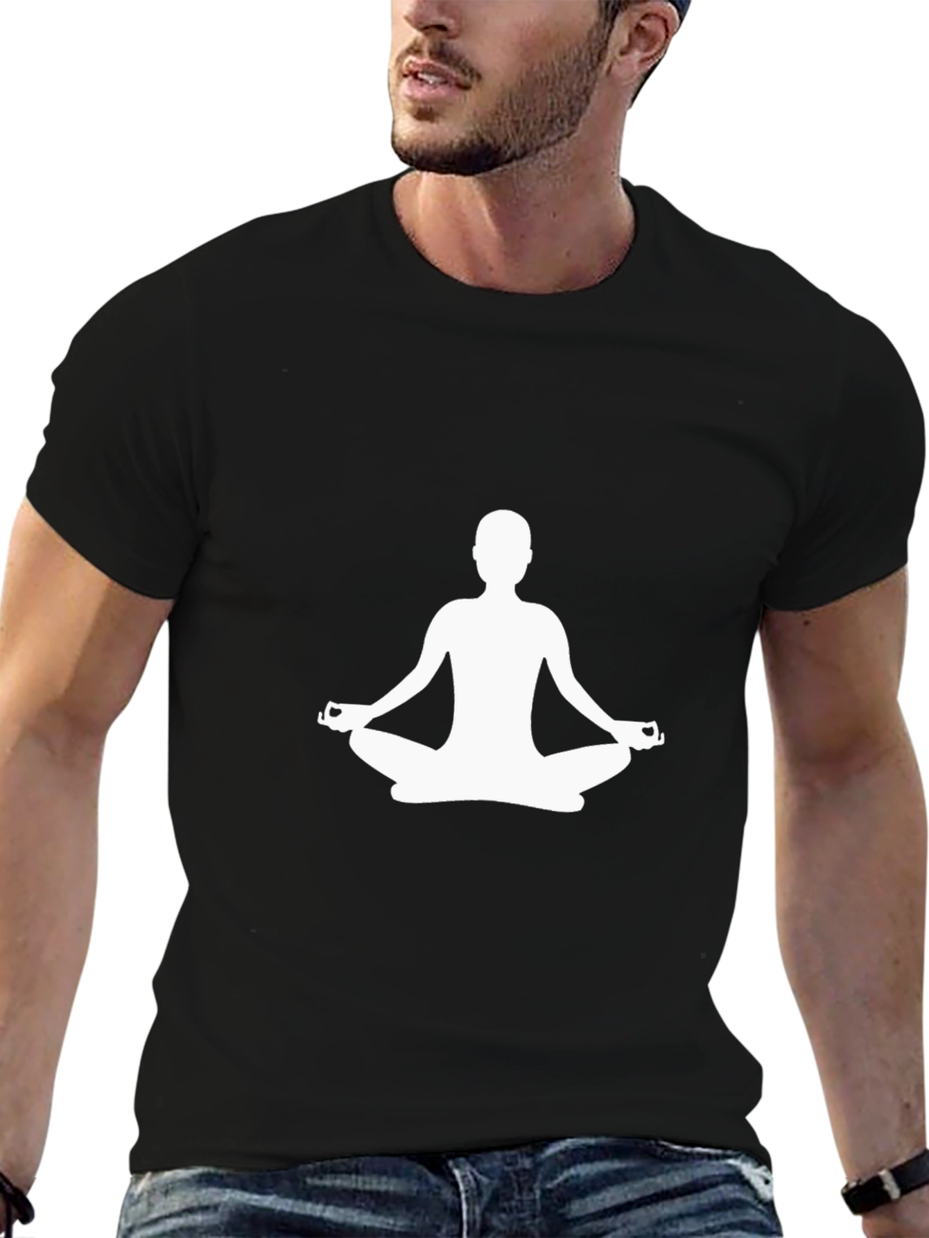 Meditative Pose Graphic T-Shirt - Black