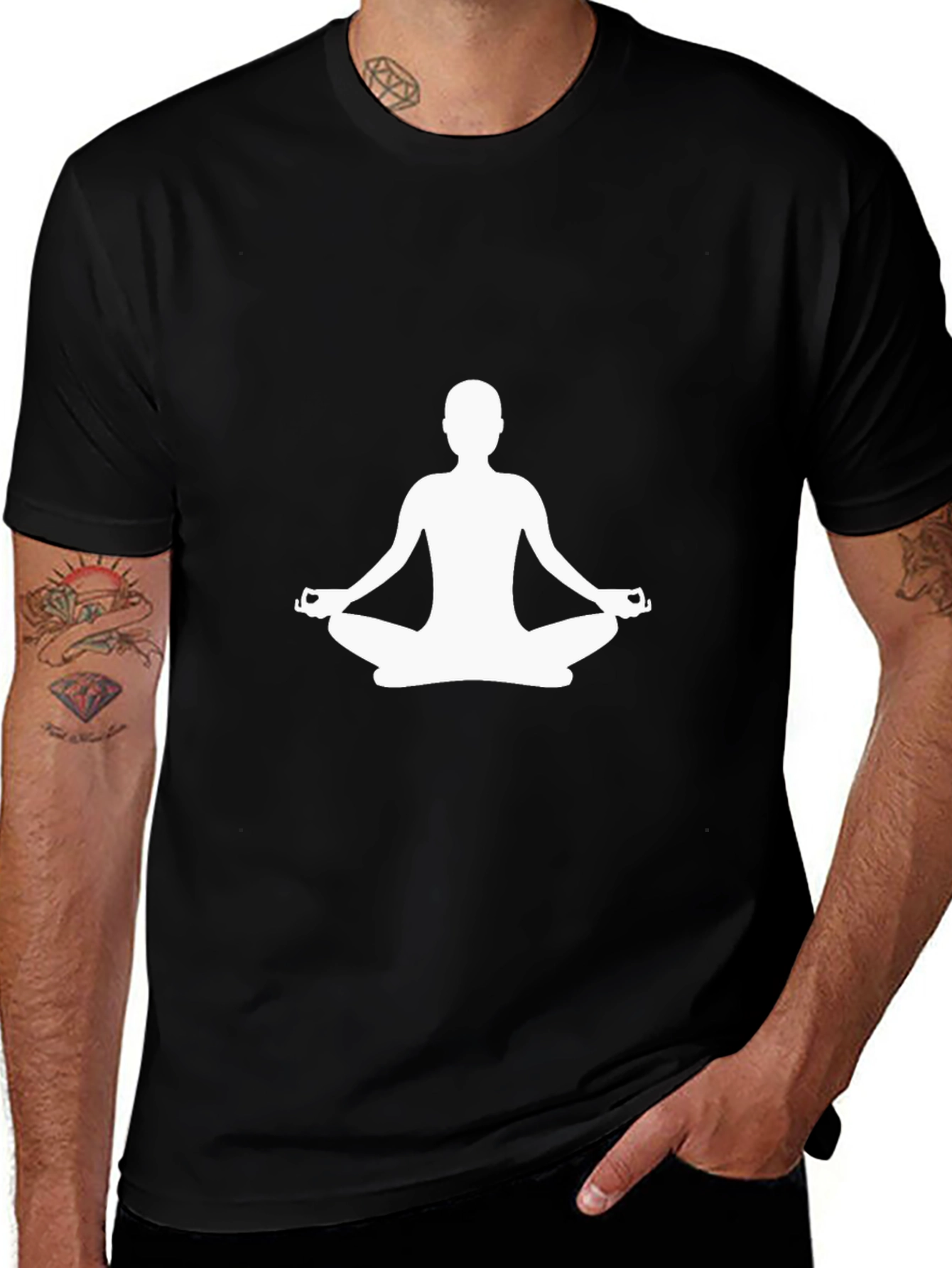 Meditative Pose Graphic T-Shirt - Black
